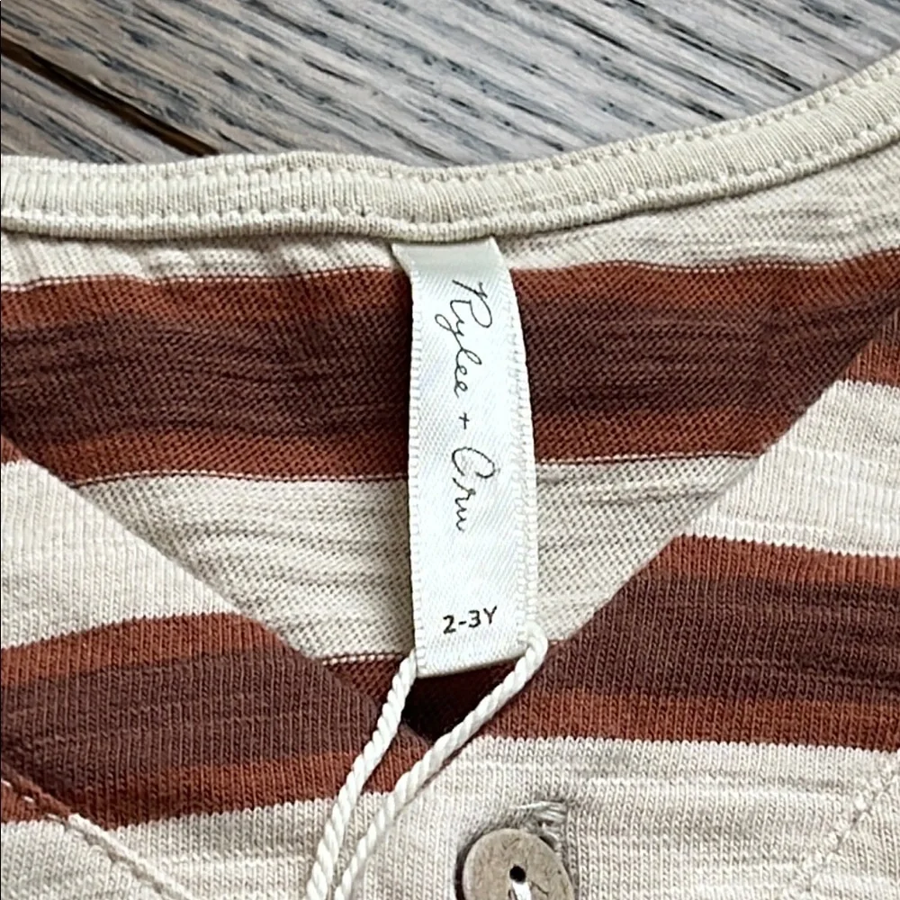 Cream and Brown Boxy Cap Sleeve T-Shirt 2-3 Y toddler boys girls nwt Rylee +Cru